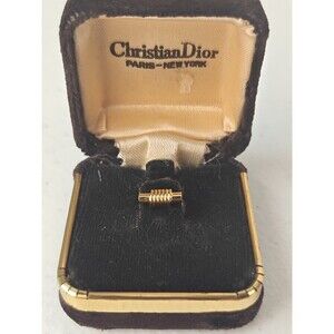 Vintage Christian Dior Gold Tone Tie Tack Pin w/ Original Box Paris New York